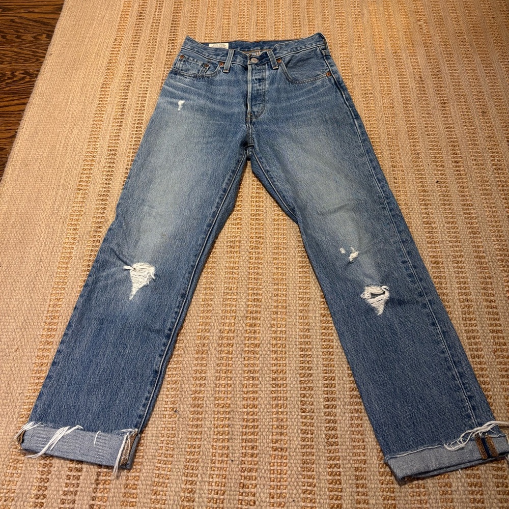 Levi's Women's 501 Distressed Straight Leg Jeans